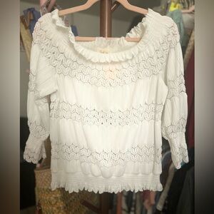 🖤White Lace Trim Blouse